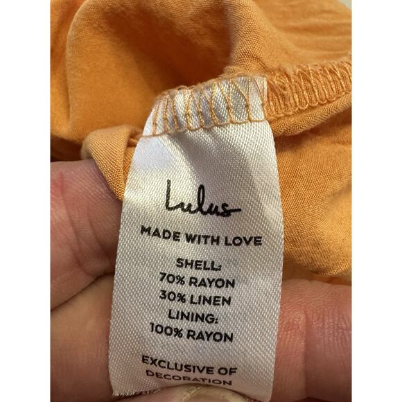 Lulus Feel the Sunshine Orange Linen Blend Tassel Mini Dress Size Small - Picture 4 of 6